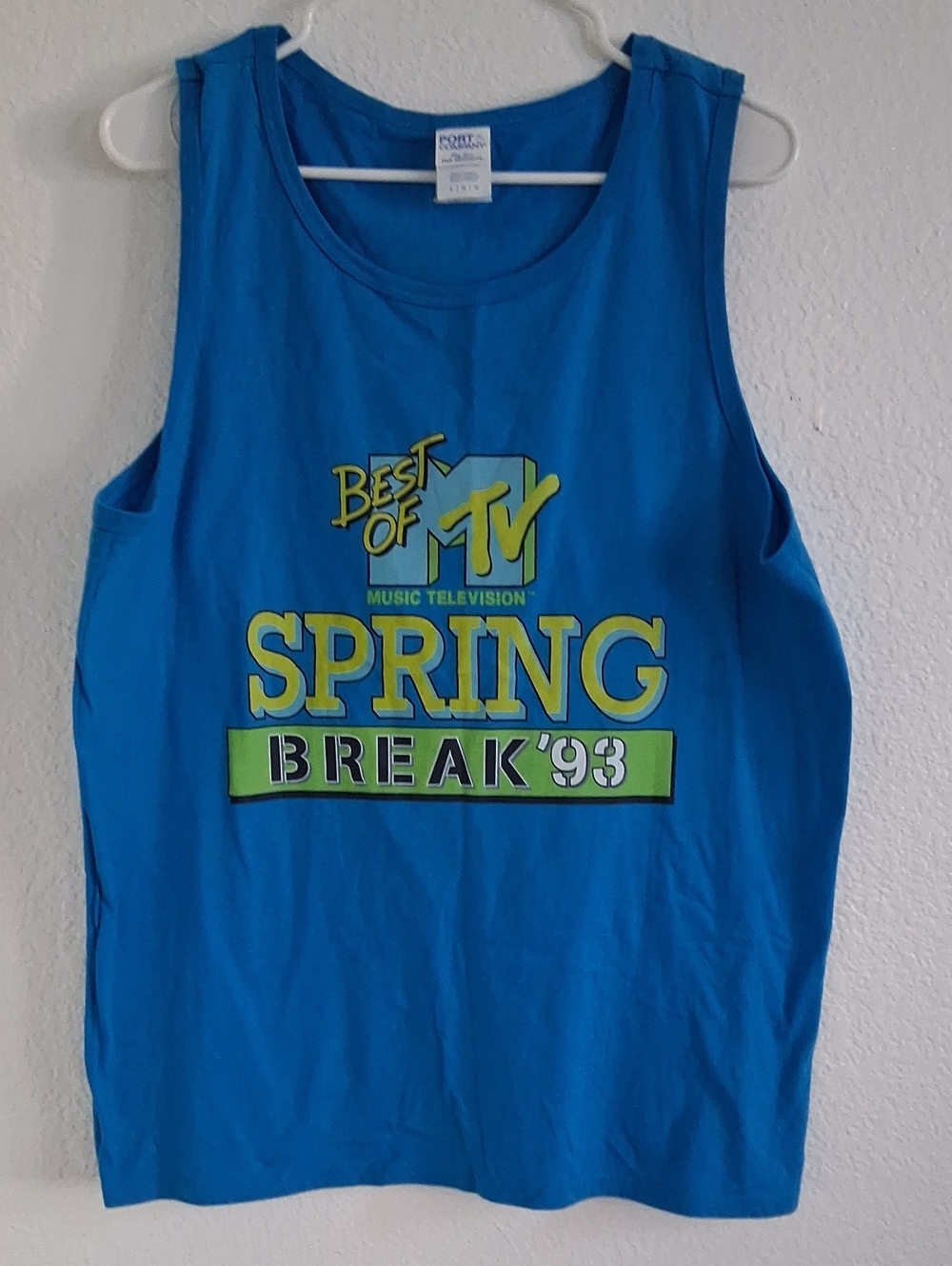 MTV Blue Tank Top with Yellow & Lime Spring Break Graphic